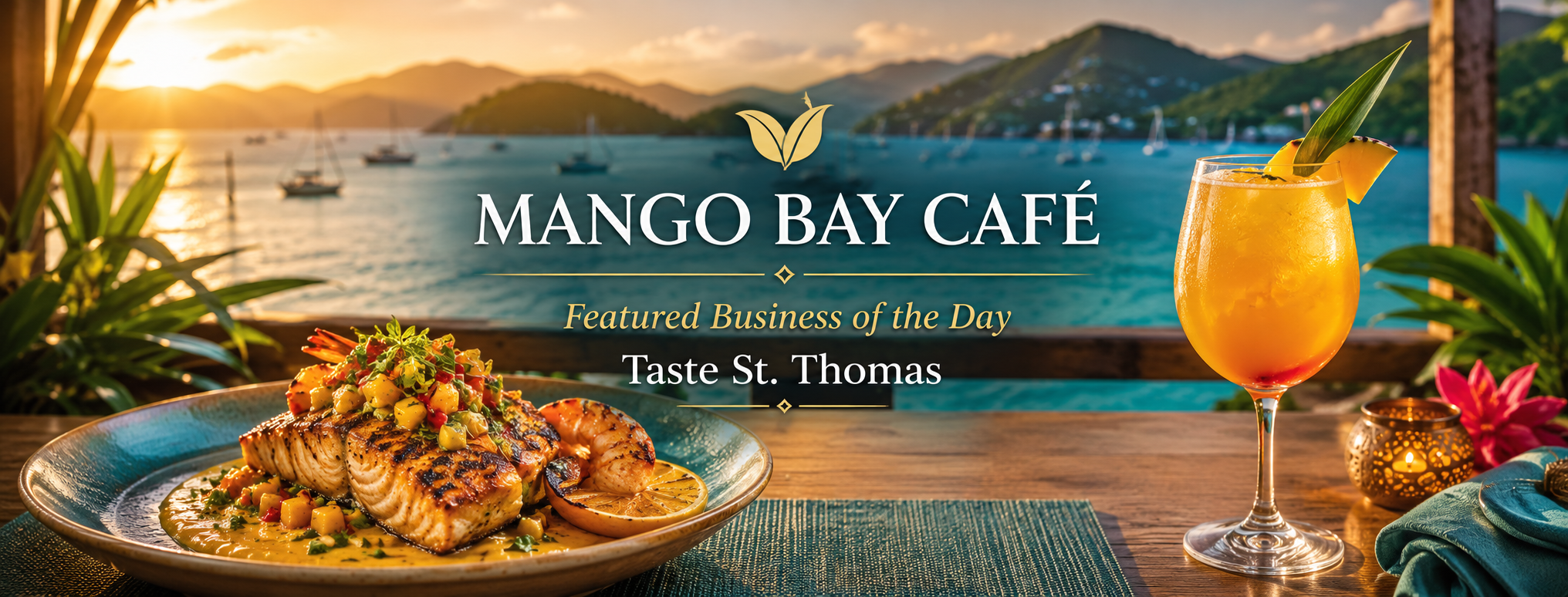 Example VI Things group cover advertisement for the fictional Mango Bay Café
